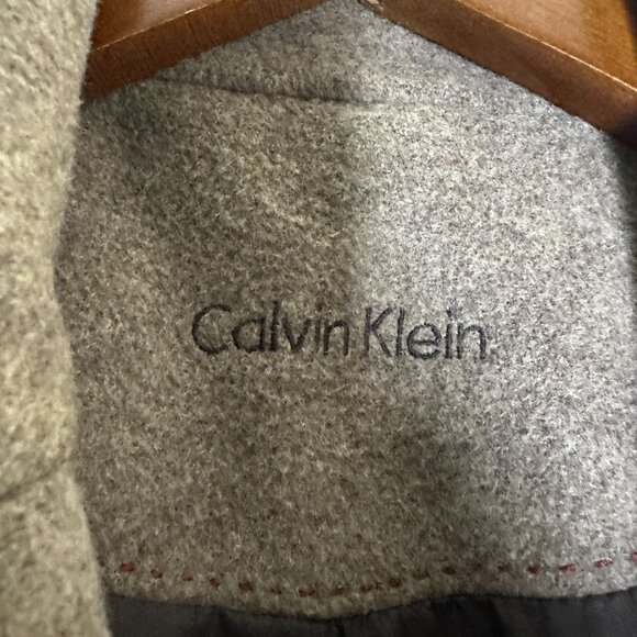 Calvin Klein Silk Wool Blend Brown Peacoat Jacket Women L Outerwear Winter Fall - Picture 7 of 15